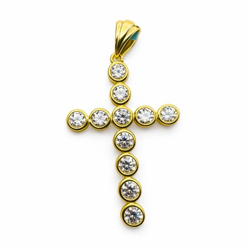 252 Ct Moissanite Diamond Bezel Set Cross Pendant